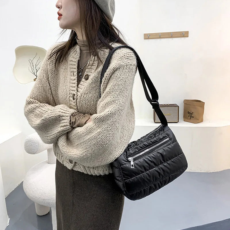 Winter Ladies Down Bag Large Capacity Space Cotton Crossbody Bags For Women