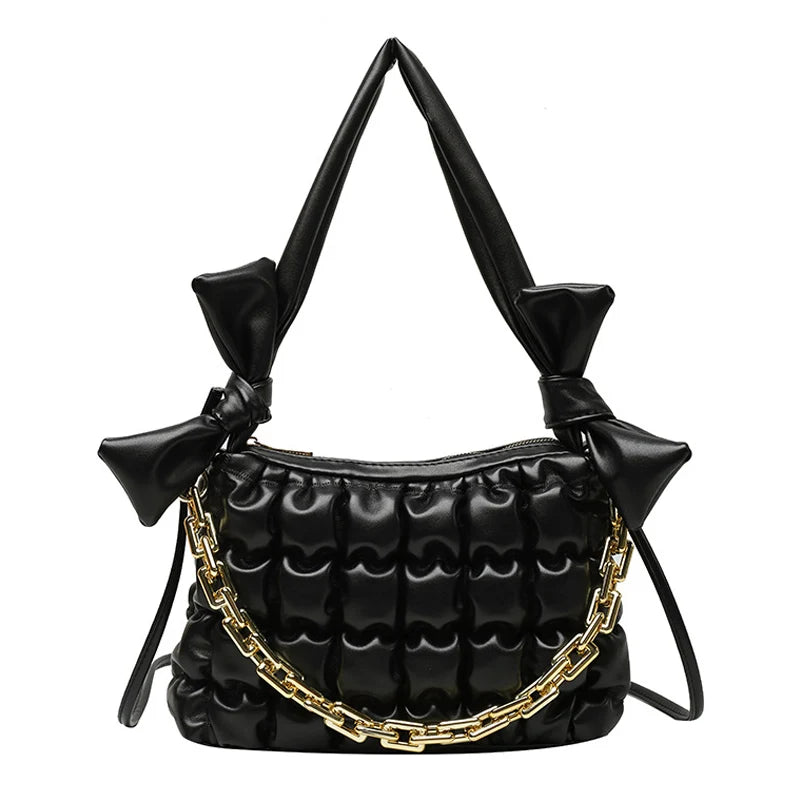 Braided Shoulder Bag for Women, Chain Crossbody Handbag, Winter Armpit Bag
