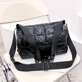 Winter Space Cotton Shoulder Bags For Women Wide Shoulder Strap Ladies Handbags