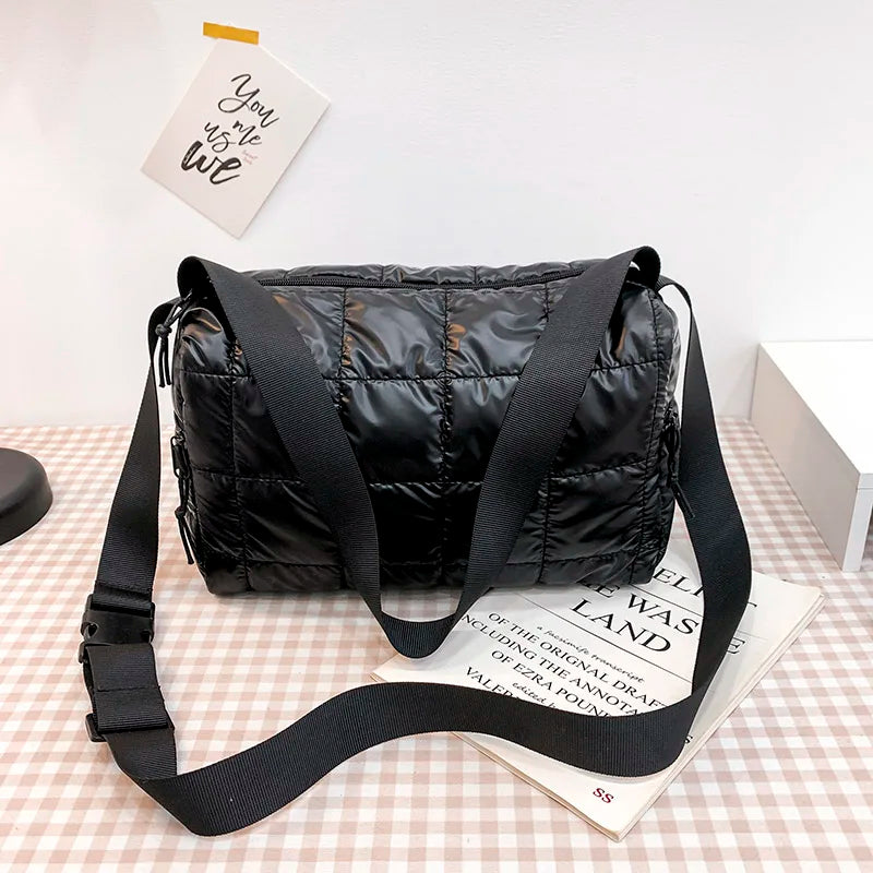Winter Space Cotton Shoulder Bags For Women Wide Shoulder Strap Ladies Handbags