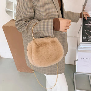 Winter Faux Fur Handbags Plush Chain Shoulder Crossbody Bags For Women