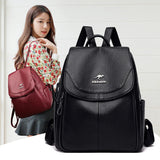 Winter Women Soft Leather Backpacks Large Capacity School Bags for Teenage Girls