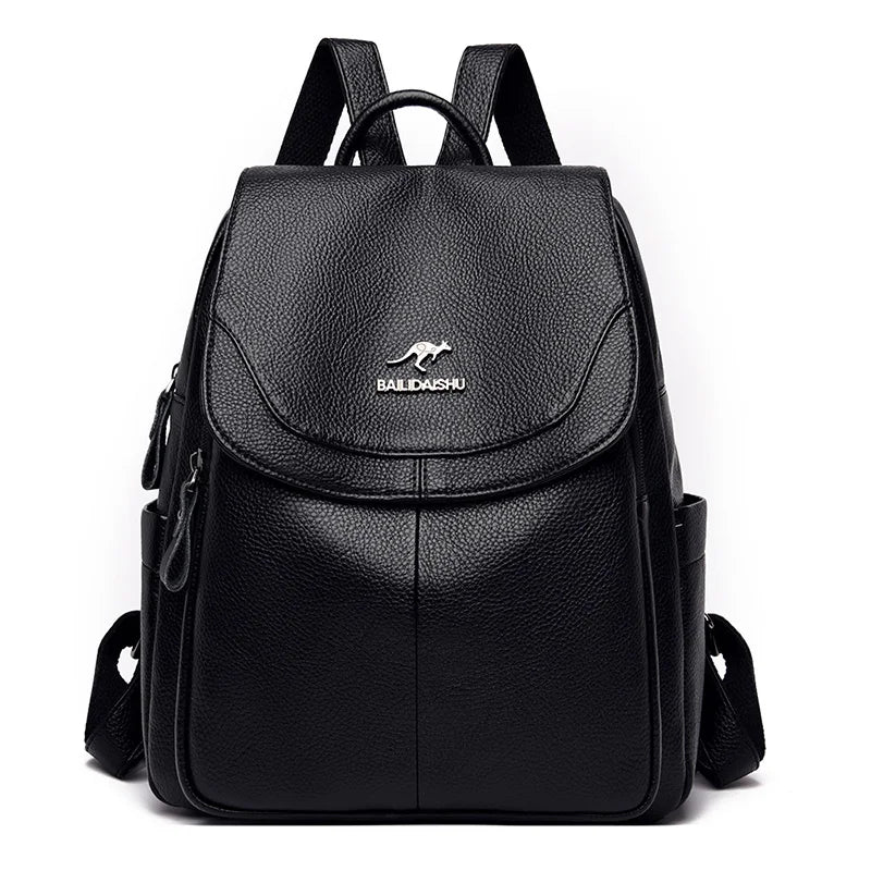 Winter Women Soft Leather Backpacks Large Capacity School Bags for Teenage Girls