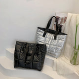 Winter Women Quilted Padded Purse Handbag Top-handle Shoulder Bag