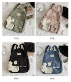 Preppy Style Women's Backpack with Doll Pendant