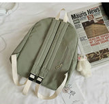 Preppy Style Women's Backpack with Doll Pendant