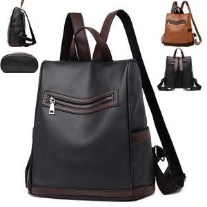 Women Backpack PU Leather Brown Anti-theft Ladies Backpacks School Bag