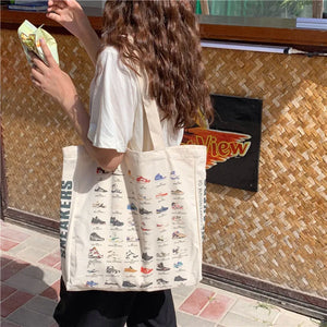 Canvas Shoulder Shopper Bags Camera Shoes Printing Purses Handbag Tote