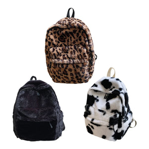 Women Cow Print Backpack Leopard Pattern Travel Bag