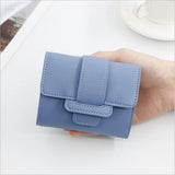 Women Mini Wallet Solid Pumping Belt 3-Fold Short Purse Multi-card Organizer