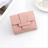 Women Mini Wallet Solid Pumping Belt 3-Fold Short Purse Multi-card Organizer