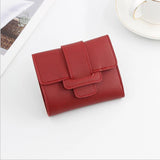 Women Mini Wallet Solid Pumping Belt 3-Fold Short Purse Multi-card Organizer