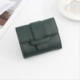 Women Mini Wallet Solid Pumping Belt 3-Fold Short Purse Multi-card Organizer
