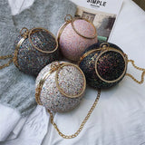 Colorful Crystal Diamonds Round Ball Shaped Clutch Wedding Purse