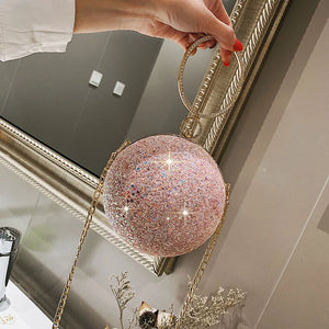 Colorful Crystal Diamonds Round Ball Shaped Clutch Wedding Purse