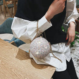 Colorful Crystal Diamonds Round Ball Shaped Clutch Wedding Purse