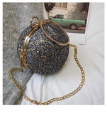 Colorful Crystal Diamonds Round Ball Shaped Clutch Wedding Purse