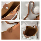 Women PU Shoulder Bag Retro Bucket Bag Crossbody Totes Bag