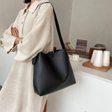 Women PU Shoulder Bag Retro Bucket Bag Crossbody Totes Bag