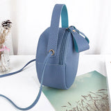 Women Round Leather Bag Circular Shoulder Crossbody Purses