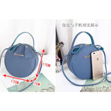 Women Round Leather Bag Circular Shoulder Crossbody Purses