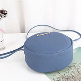 Women Round Leather Bag Circular Shoulder Crossbody Purses