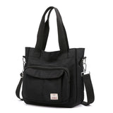 Women Nylon Tote Shoulder Crossbody Bag Retro Solid