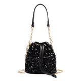 Sequin Bucket Shoulder Bag Chain Evening Party Crossbody Bag for Women