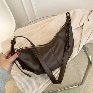 Vintage Soft Leather Crossbody Bags with Chains