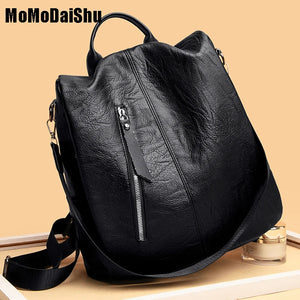 Waterproof Leather Backpack for Women Multifunction Travel Bag