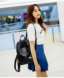 Women's PU Leather School Backpack Multifunctional Small Bag