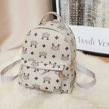 Women's Retro PU Leather Backpack Handbag Lettered Pattern Mobile Phone Bag