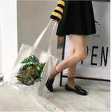 Canvas Shoulder Bag Flower Frog Female Handbag Large Capacity Reusable Shopping