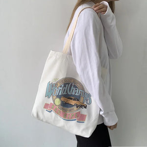 Women's Canvas Shoulder Shopper Bags Reusable Cotton Tote Bags Handbag
