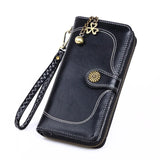 Women's Leather Clutch Wallet Long Purse Zipper Retro Money Bag