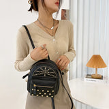 Women's Mini Backpack Daily Rucksack Female Leather Purse Studded Ladies