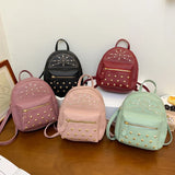 Women's Mini Backpack Daily Rucksack Female Leather Purse Studded Ladies