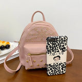 Women's Mini Backpack Daily Rucksack Female Leather Purse Studded Ladies