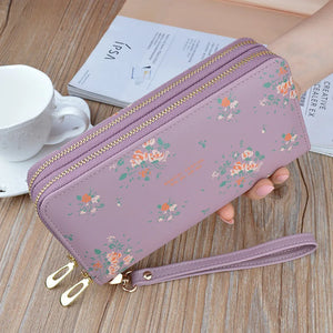 Women's Double Deck Zip Wallet Handhold Bag