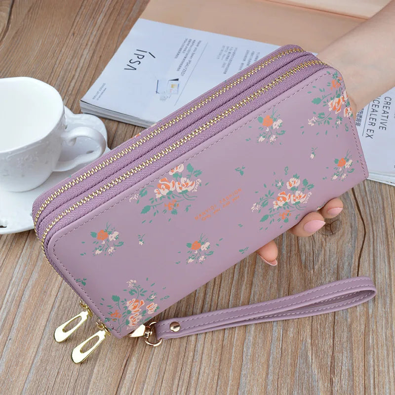 Women's Double Deck Zip Wallet Handhold Bag