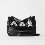ZA Women's Bag White Rock Soft One-shoulder Hobo Cross-body Bag with Chain