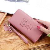 Cat Cartoon Women's Leather Wallet Big Capacity Phone Wallet