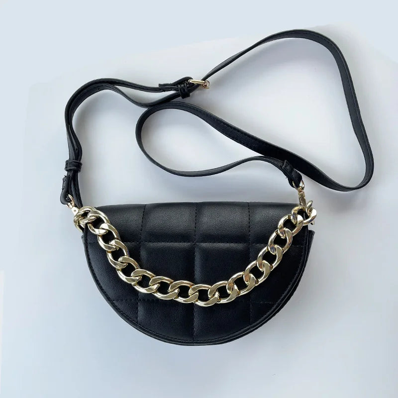 Checkered Semi-Circular Women's Bag, Messenger Bag