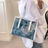 Large Capacity Shoulder Bag with Flower Painting
