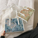 Large Capacity Shoulder Bag with Flower Painting