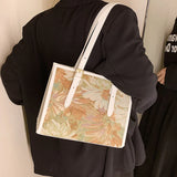 Large Capacity Shoulder Bag with Flower Painting