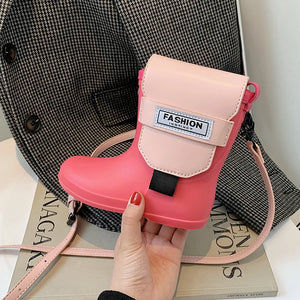 Women's Mini Shoulder Bag with Rain Boots Shape