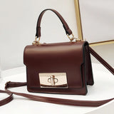 Retro Shoulder Bag Solid Handbag Metal Lock Clutch Bag