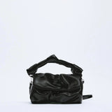 Pleated Shoulder Bag Soft PU Leather Messenger Bag Small Wallet