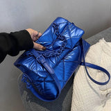 Quilted Nylon Messenger Bag Winter Shoulder Handbag